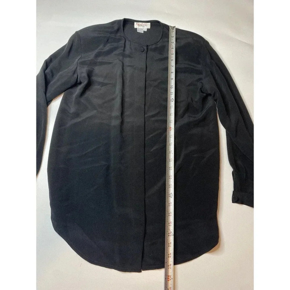 Vintage Talbots Women’s Size 4 100% Silk Black Button Up Blouse Top - Picture 5 of 7